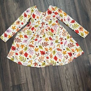Hanna Anderson Fall Leaves Long Sleeve Skater Dress with Pockets size 6-7 girls